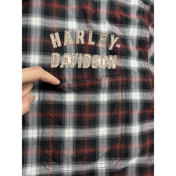 Harley Davidson Motorcycles Genuine Merchandise Plaid Flannel Dress Shirt 2XL - Picture 4 of 10